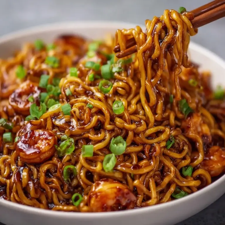 Sticky Garlic Chicken Noodles Recipe