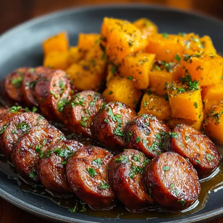 Sausage and Sweet Potatoes with Honey Garlic Sauce Recipe
