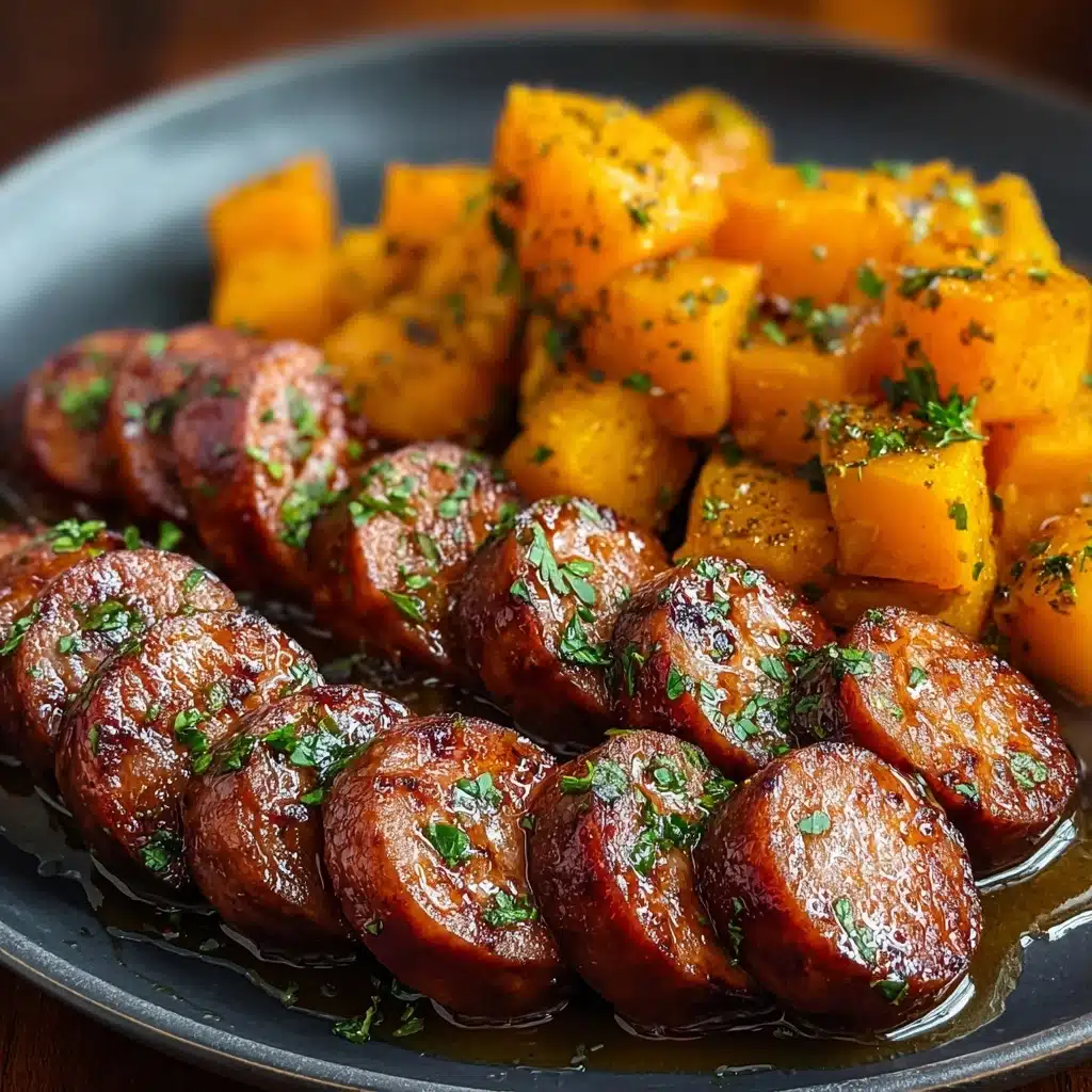 Sausage and Sweet Potatoes with Honey Garlic Sauce Recipe - Recipe Image