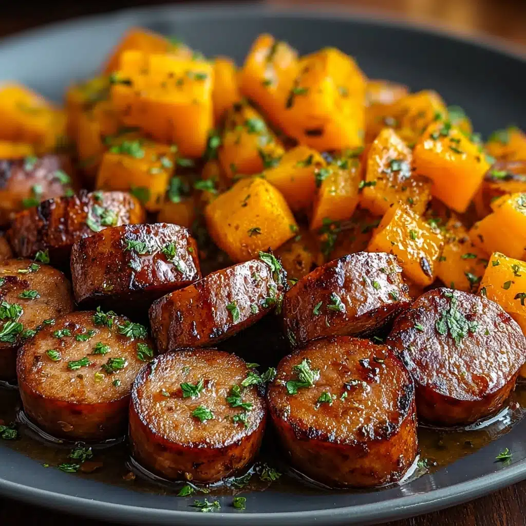 Sausage and Sweet Potatoes with Honey Garlic Sauce Recipe - Recipe Image