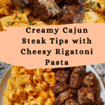 Cajun Steak Tips in Cheesy Rigatoni Parmesan Sauce Recipe