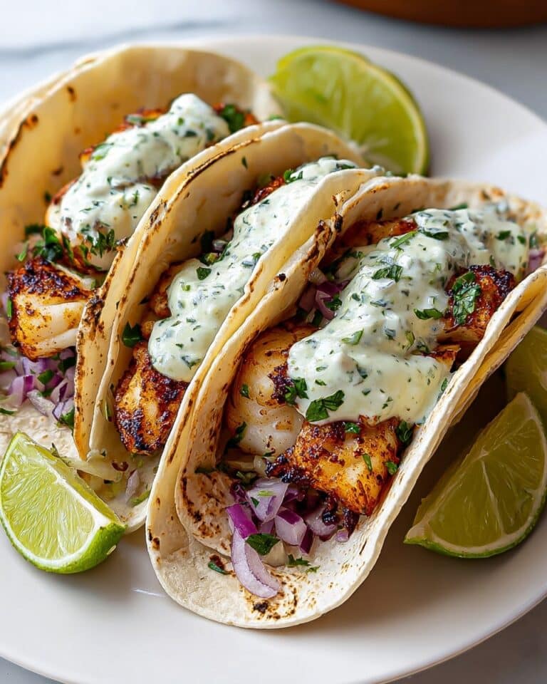 Fish Tacos with Lime Crema and Fresh Slaw Recipe