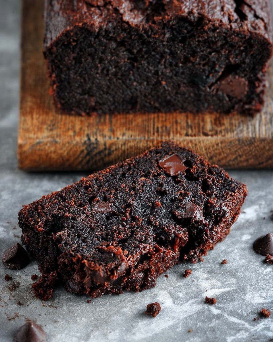 The image shows a thick slice of dark chocolate brownie with a moist and crumbly texture, full of melted chocolate chunks inside. It is placed on a gray surface with a few crumbs scattered around it and chocolate chips nearby. Above the slice, a larger piece of the brownie sits on a wooden board with a rough texture. The rich brown layers show a dense, fudgy interior contrasting with the slightly crisp outer edge. The background is changed to a white marbled texture. photo taken with an iphone --ar 4:5 --v 7