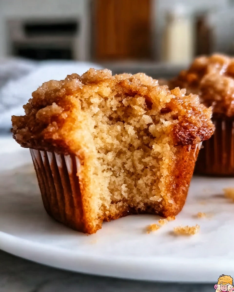 The image shows a close-up of a soft, light brown muffin broken in half on a white plate, revealing its crumbly inside with a slightly grainy texture and a golden-brown crust with ridges on the sides. The muffin's top is uneven and rough, giving a homemade look. The background features a white marbled texture surface. photo taken with an iphone --ar 4:5 --v 7