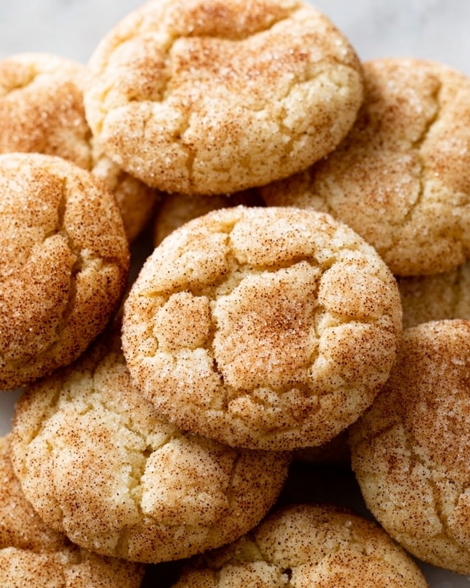 The image shows a close-up view of several round cookies with a slightly cracked surface, arranged closely together on a white marbled texture. Each cookie has a golden-brown color with a light dusting of cinnamon and sugar flakes, creating a textured top. The cookies look soft and chewy with some visible cracks that add a rustic feel. There are no additional decorations or layers, just the simple cookies filling the frame. Photo taken with an iphone --ar 4:5 --v 7