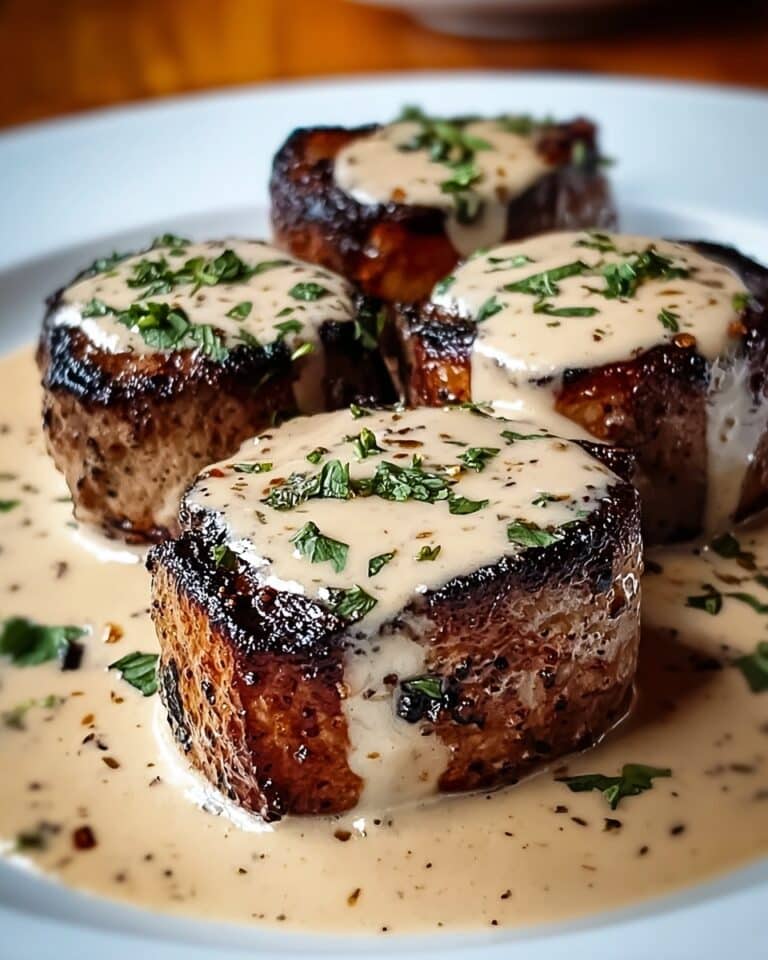 Steak with Haunted Bourbon Garlic Cream Sauce Recipe