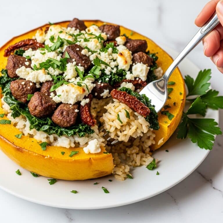 Keto Low Carb Steak Gorgonzola Alfredo Spaghetti Squash Recipe
