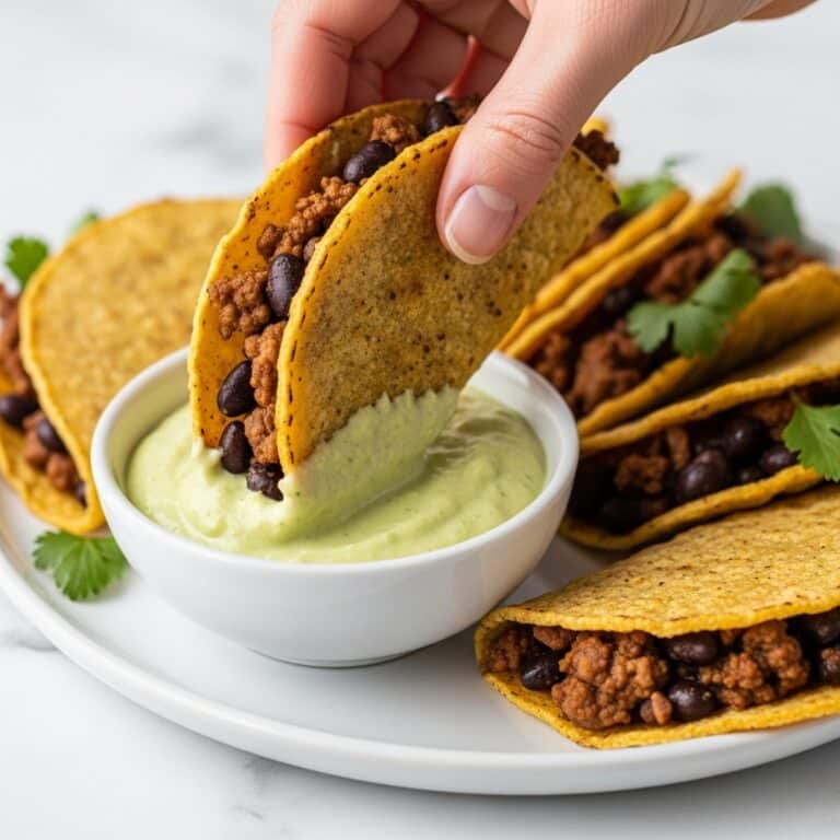 Crispy Baked Ground Turkey Tacos with Avocado Sauce Recipe