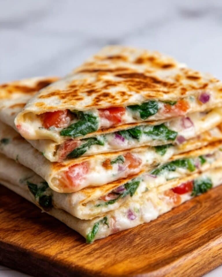 Mediterranean Spinach, Feta, and Mozzarella Quesadilla Recipe