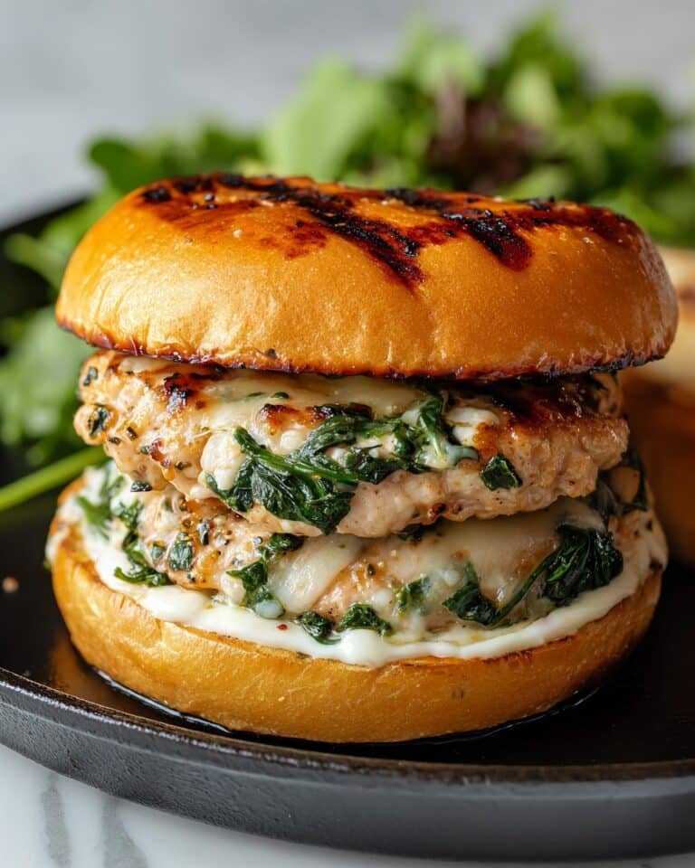 White Cheddar and Spinach Chicken Burgers Recipe