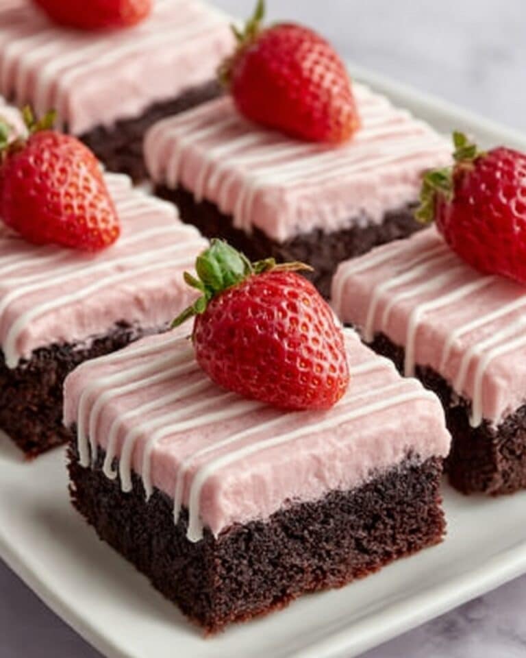 Strawberry Frosted Heart-Shaped Brownies Recipe