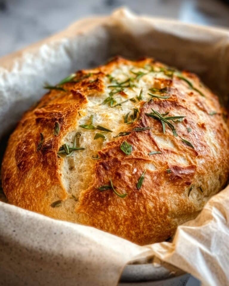 Rustic No-Knead Rosemary Garlic Bread Recipe