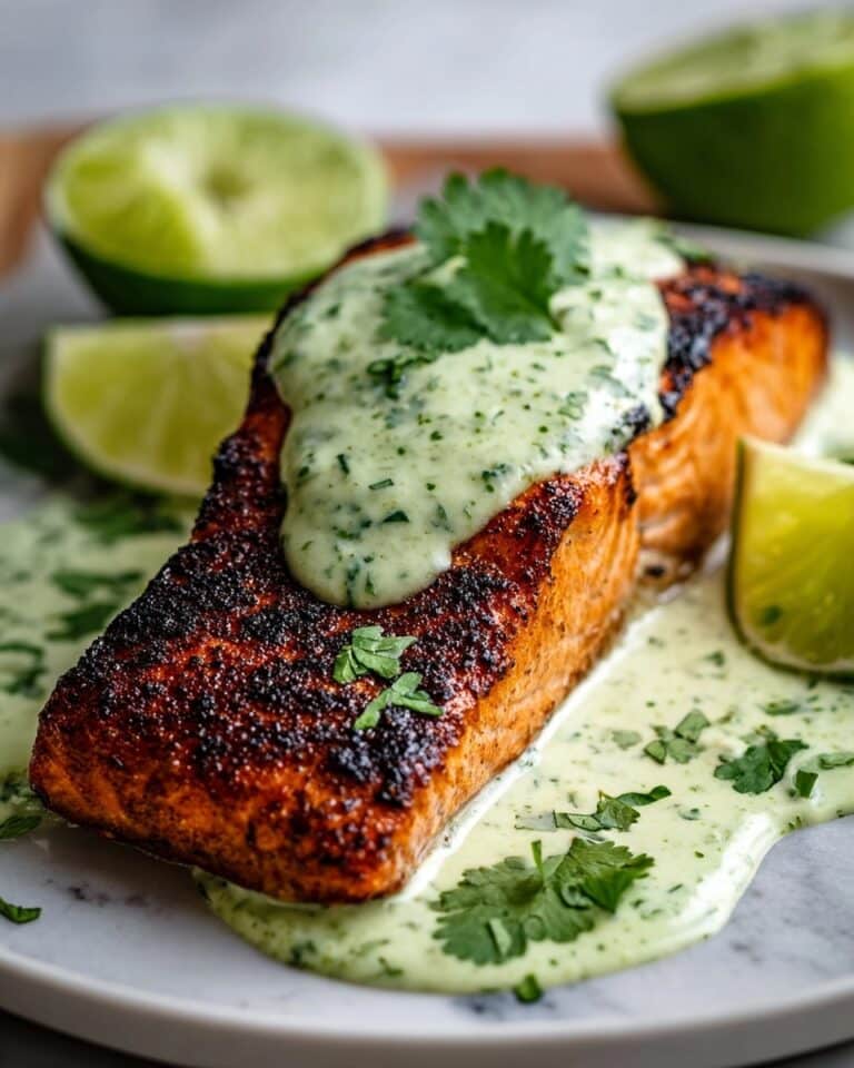 Baked Cajun Salmon with Creamy Avocado Lime Sauce Recipe