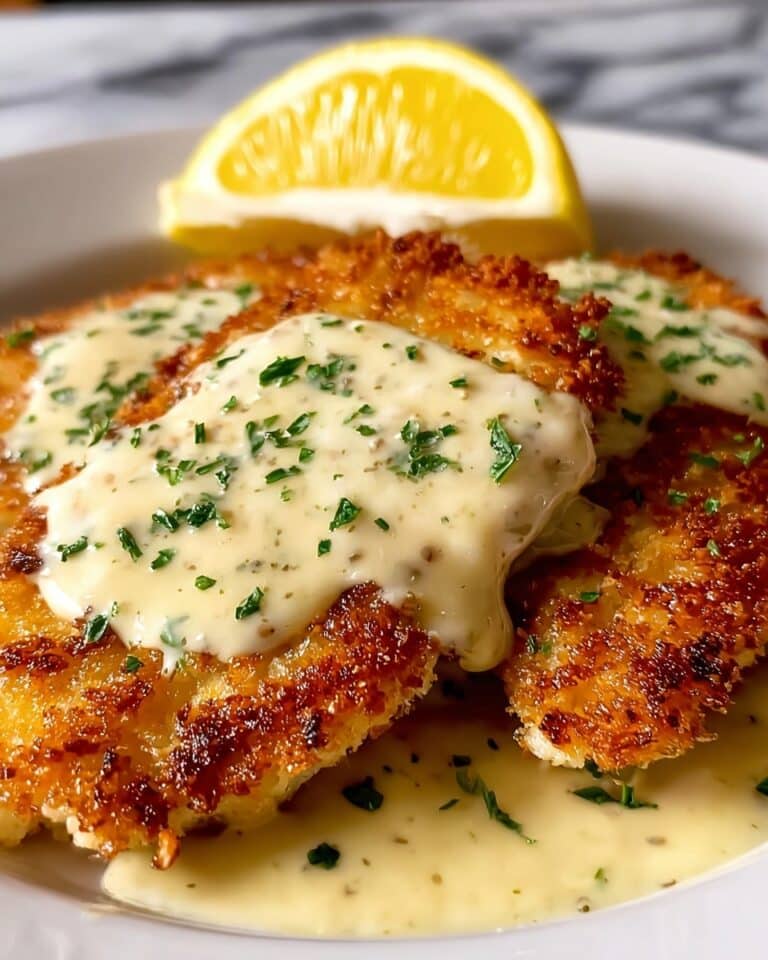 Lemon Pecorino Crusted Chicken with Creamy Lemon Sauce Recipe